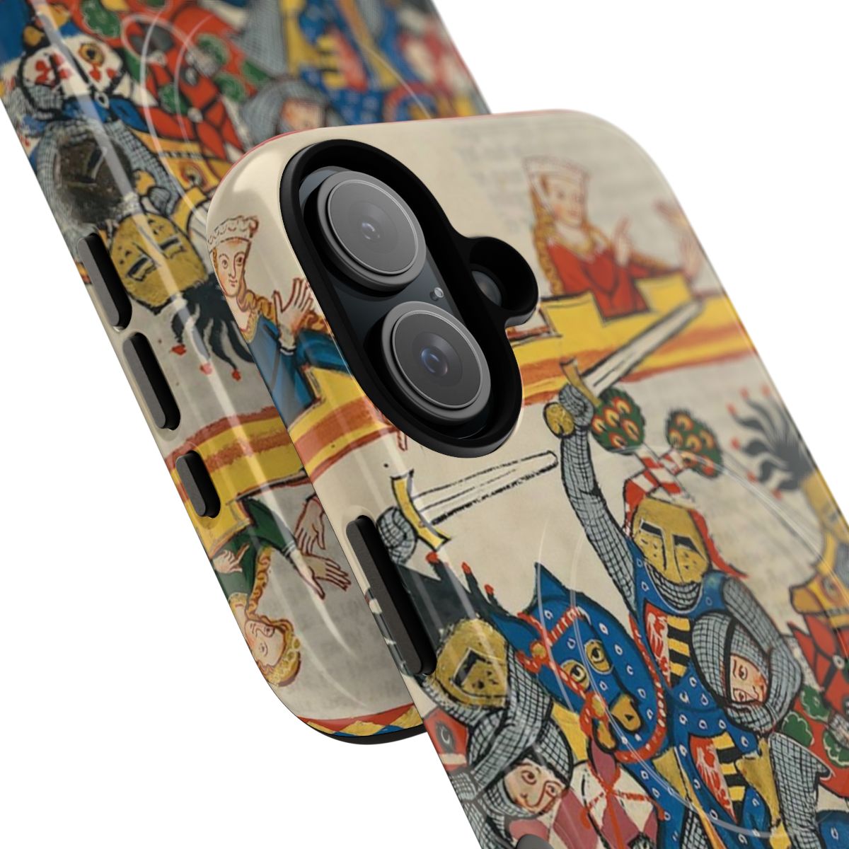 Magnetic tough phone case with medieval tournament and knight design - Detail