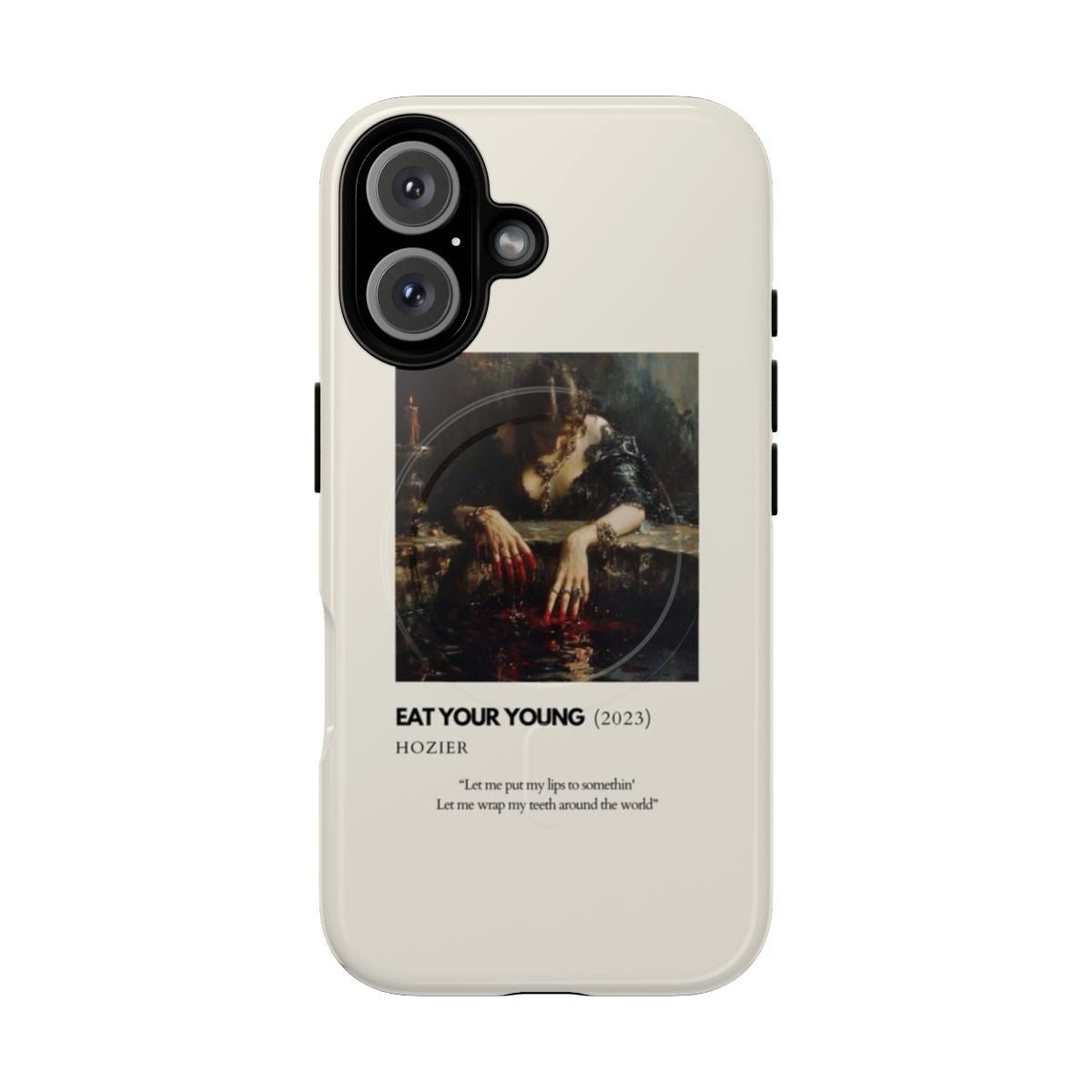 Hozier inspired phone case with "Eat Your Young" poster design