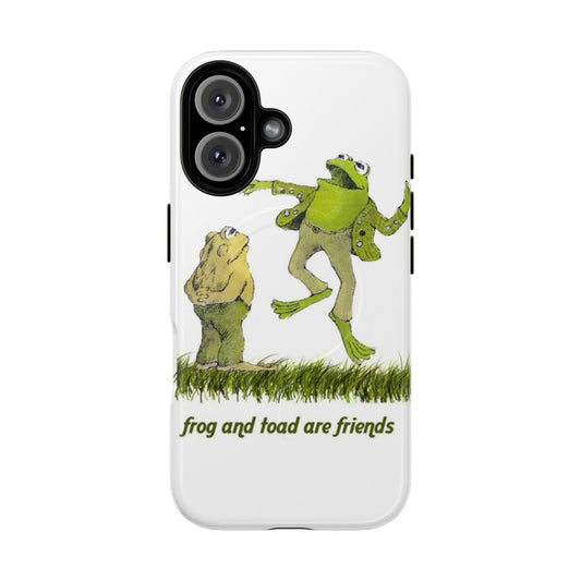 Magnetic protective phone case with a charming frog and toad design in a cottagecore style