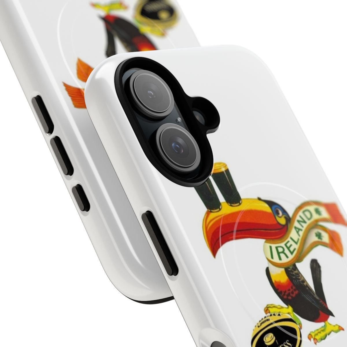 Durable Ireland toucan-themed phone case with Guinness-inspired design - Detail