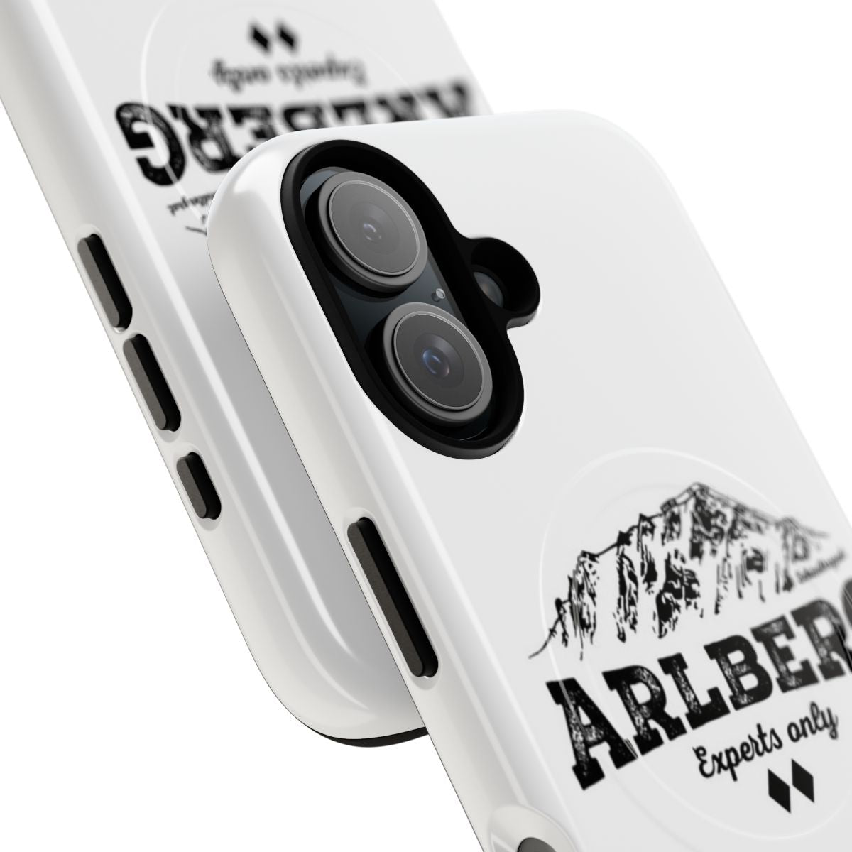 Arlberg Schindlergrat magnetic tough phone case featuring winter mountain and ski imagery - Detail