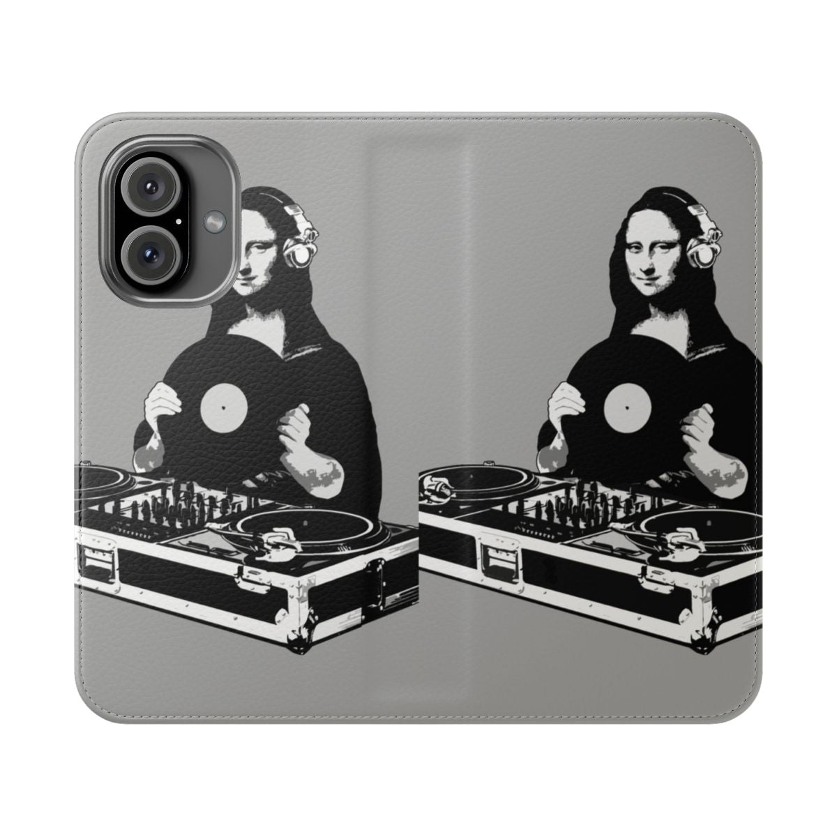 Mona Lisa-themed phone case with DJ-inspired design