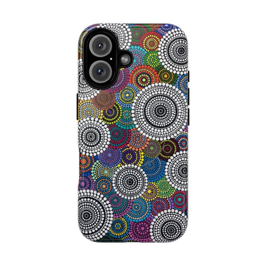 One Mob inspired magnetic tough phone case with contemporary aboriginal art design