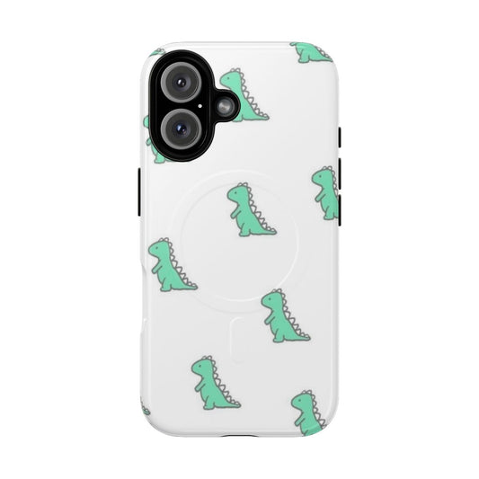 White dinosaur magnetic tough phone case