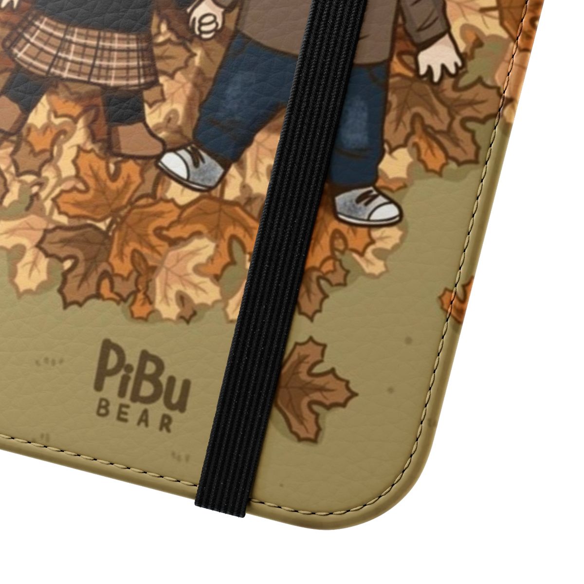 Autumn-themed flip cover phone case in a cozy, seasonal design - Close Up