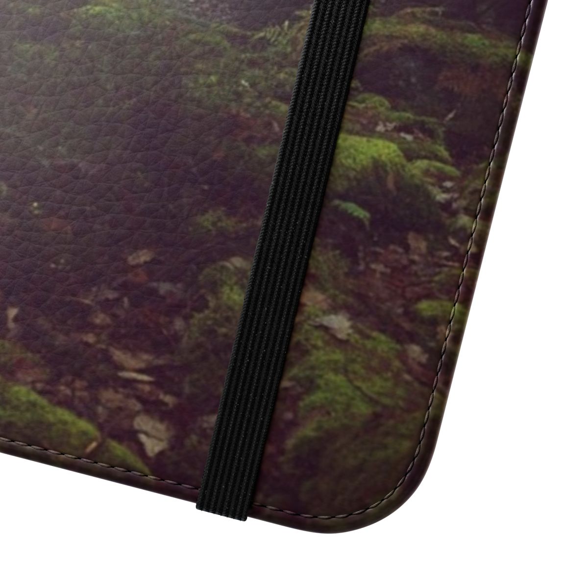 A beautiful flip cover phone case featuring a serene forest night landscape. - Close Up