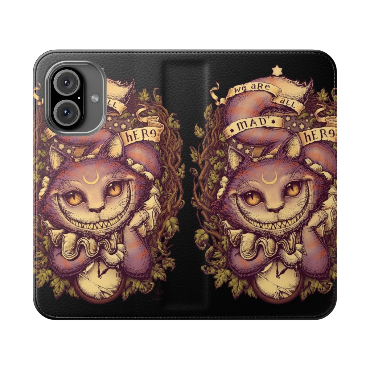 Artistic Cheshire Cat flip cover phone case