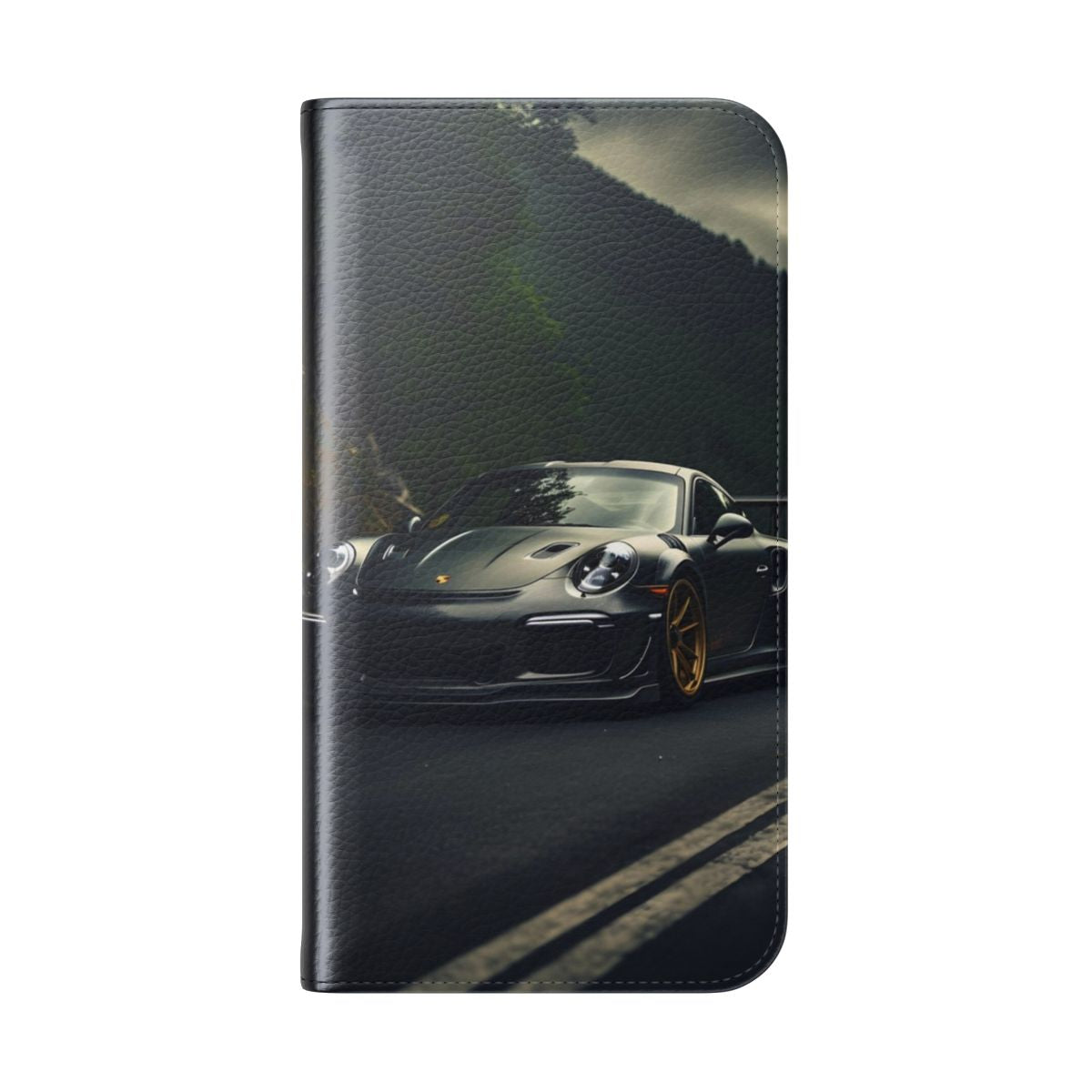 Sleek and durable phone case with a Porsche GT3 RS-inspired design for car enthusiasts. - Folded Back