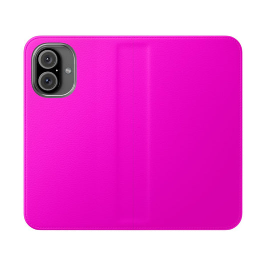 A vibrant fluorescent neon hot pink phone case.