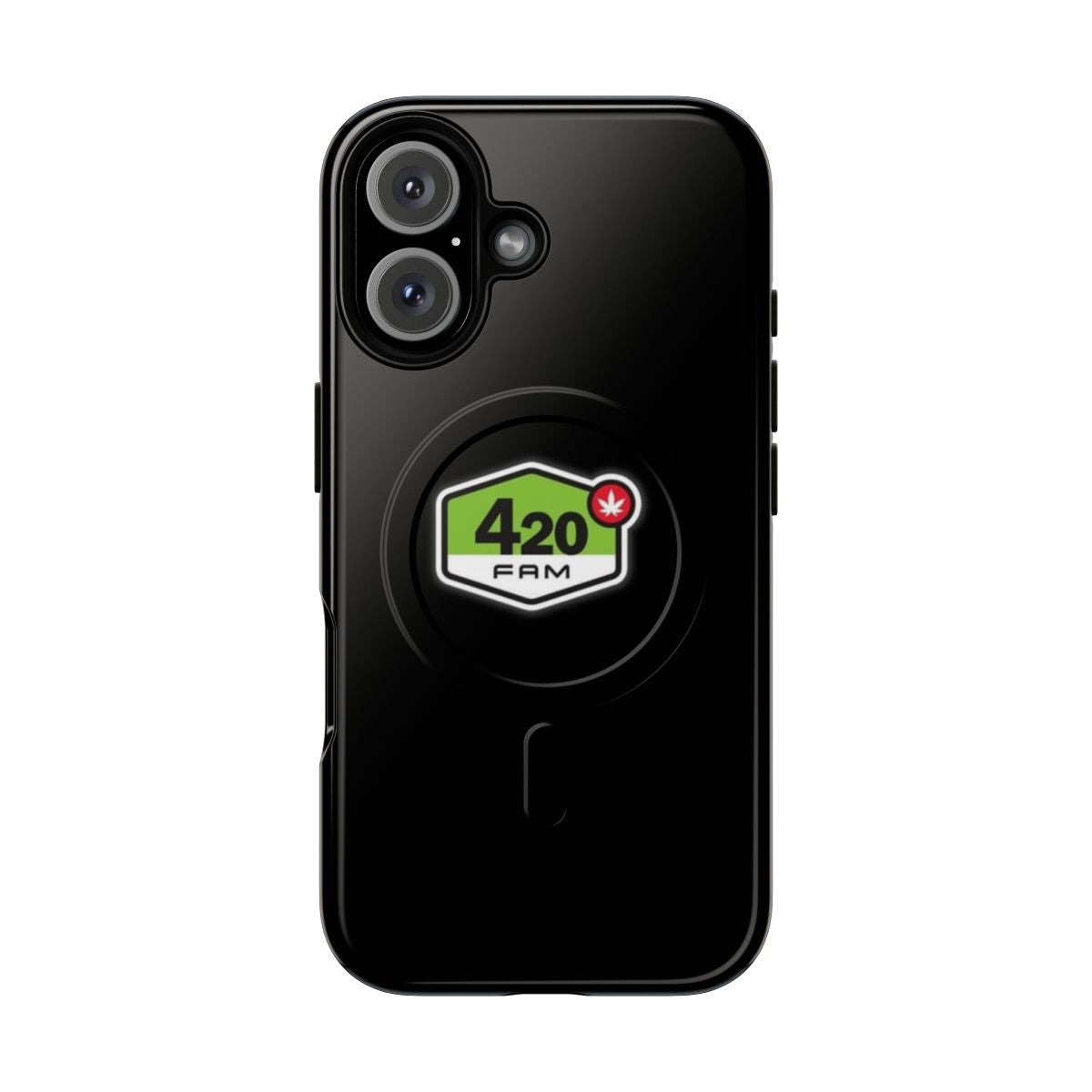 Black phone case with Chillinit 420 Fam Logo