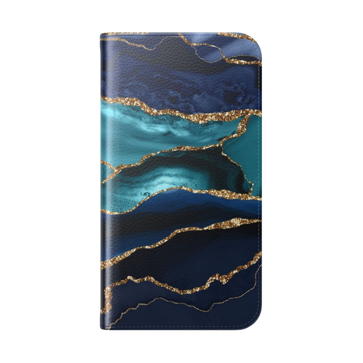 Glamorous blue and gold faux marble phone case cover - Folded Back