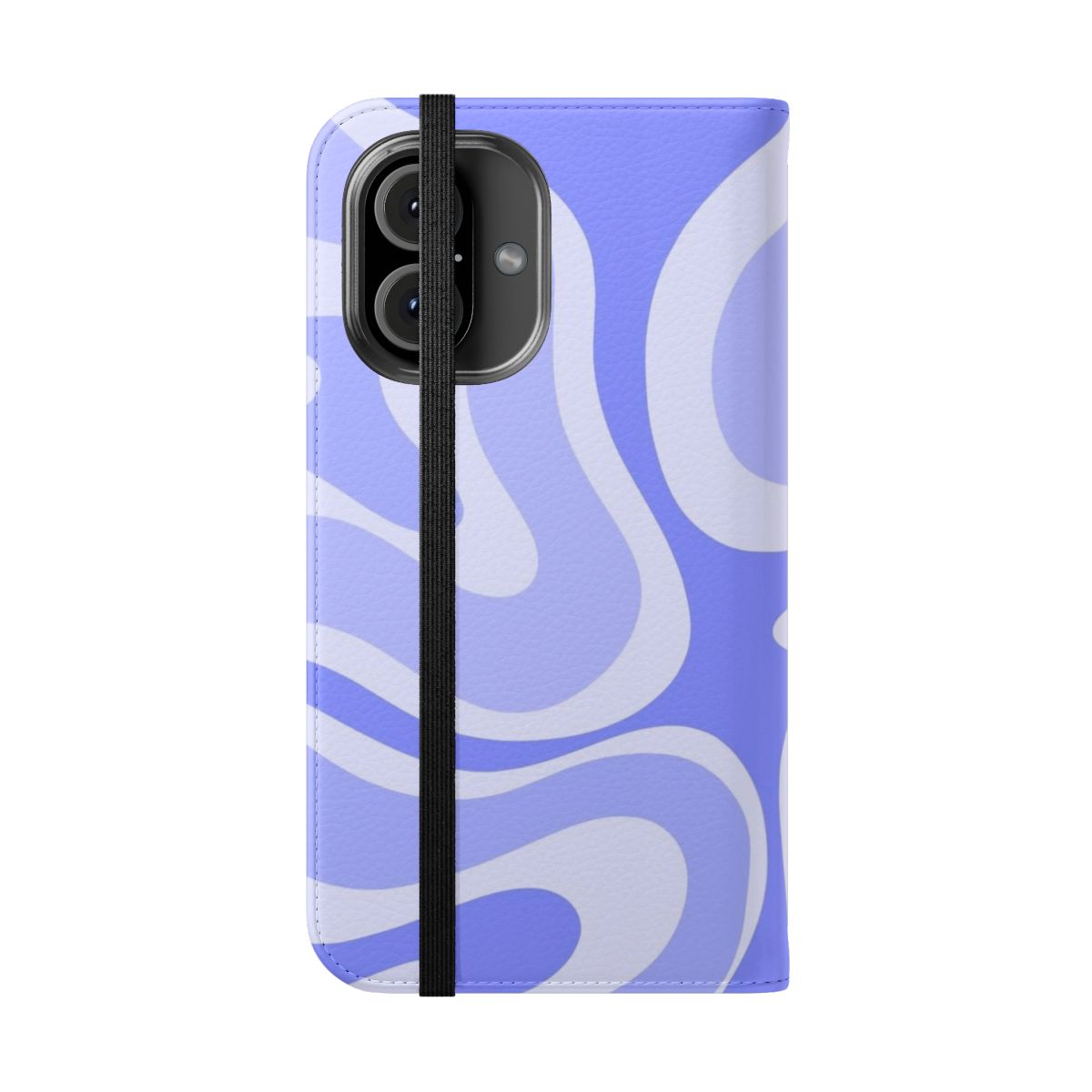 Retro abstract liquid swirl pattern in periwinkle phone case - Folded Front