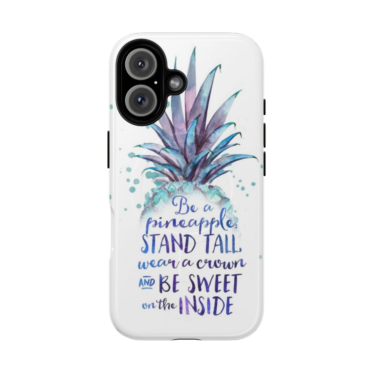 Vibrant watercolor illustration of a pineapple on a magnetic tough phone case