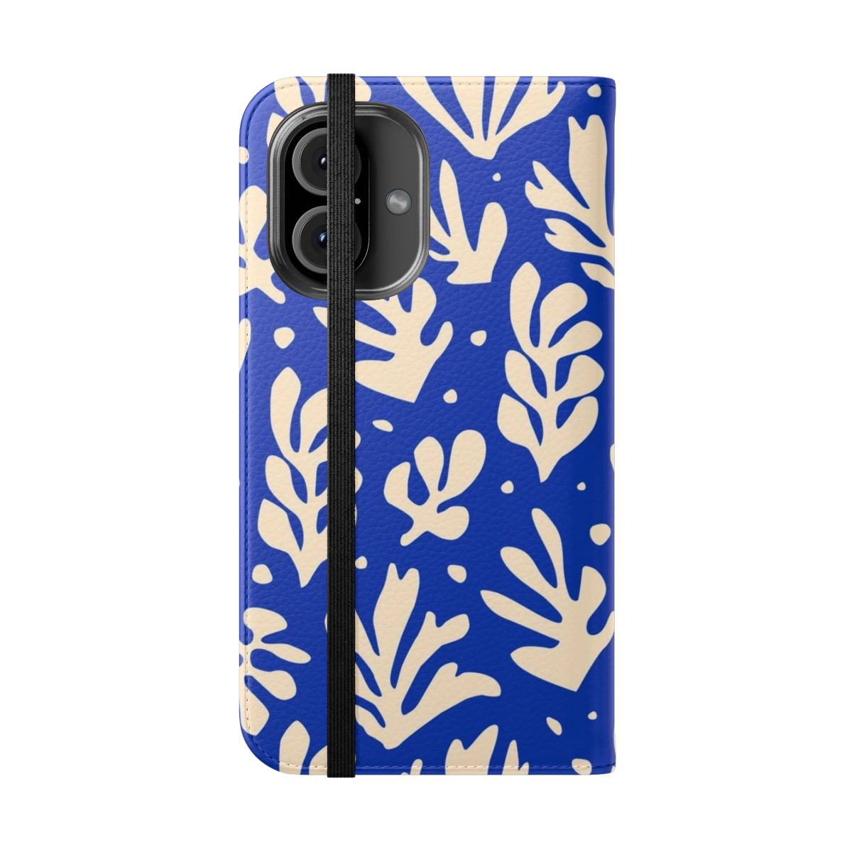 Leaves pattern phone case design inspired by the artwork of Henri Matisse - Folded Front