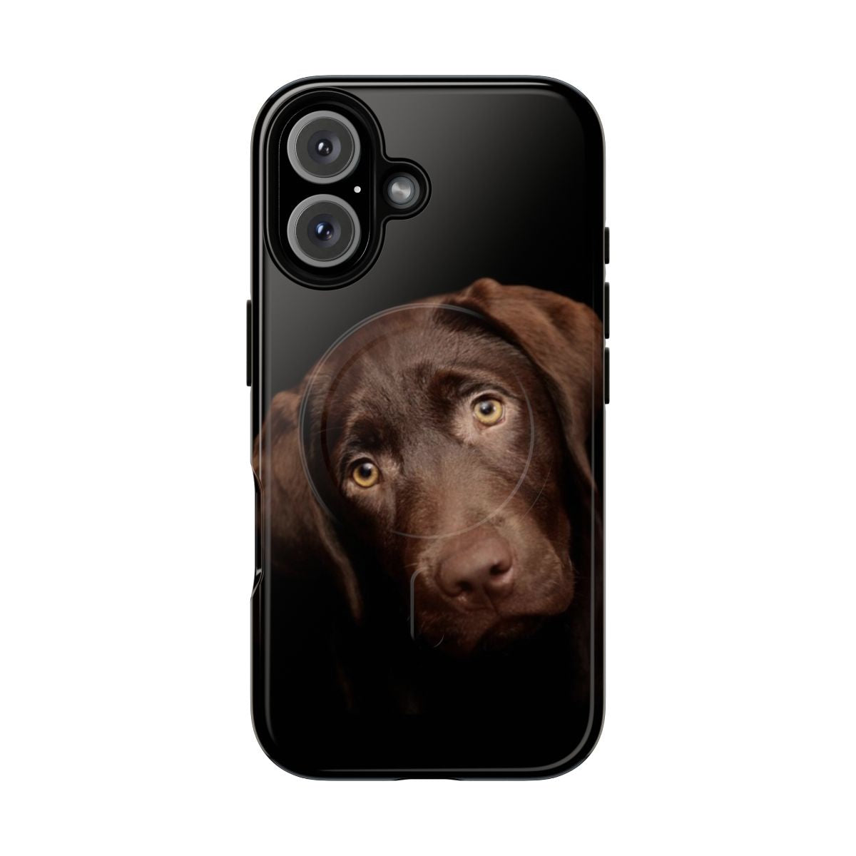 Magnetic tough phone case featuring a cute chocolate labrador puppy