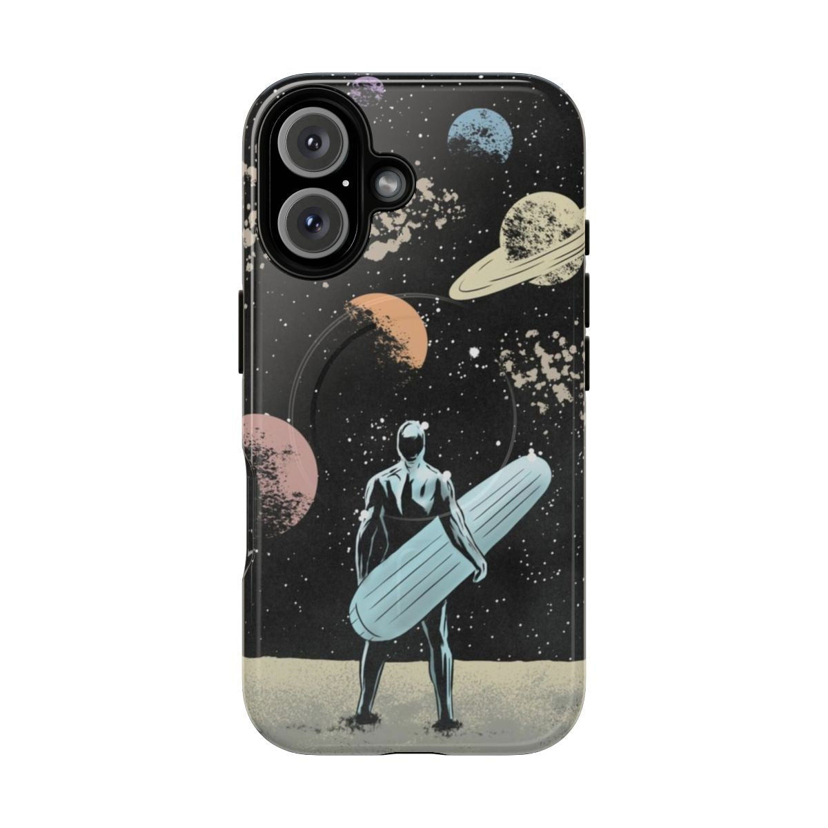 Retro-inspired Silver Surfer themed magnetic tough phone case