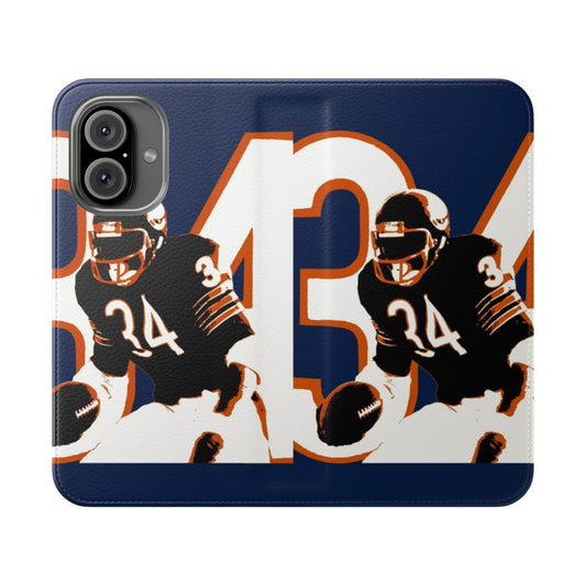 Vintage-inspired phone case featuring an illustration of legendary Chicago Bears running back Walter Payton