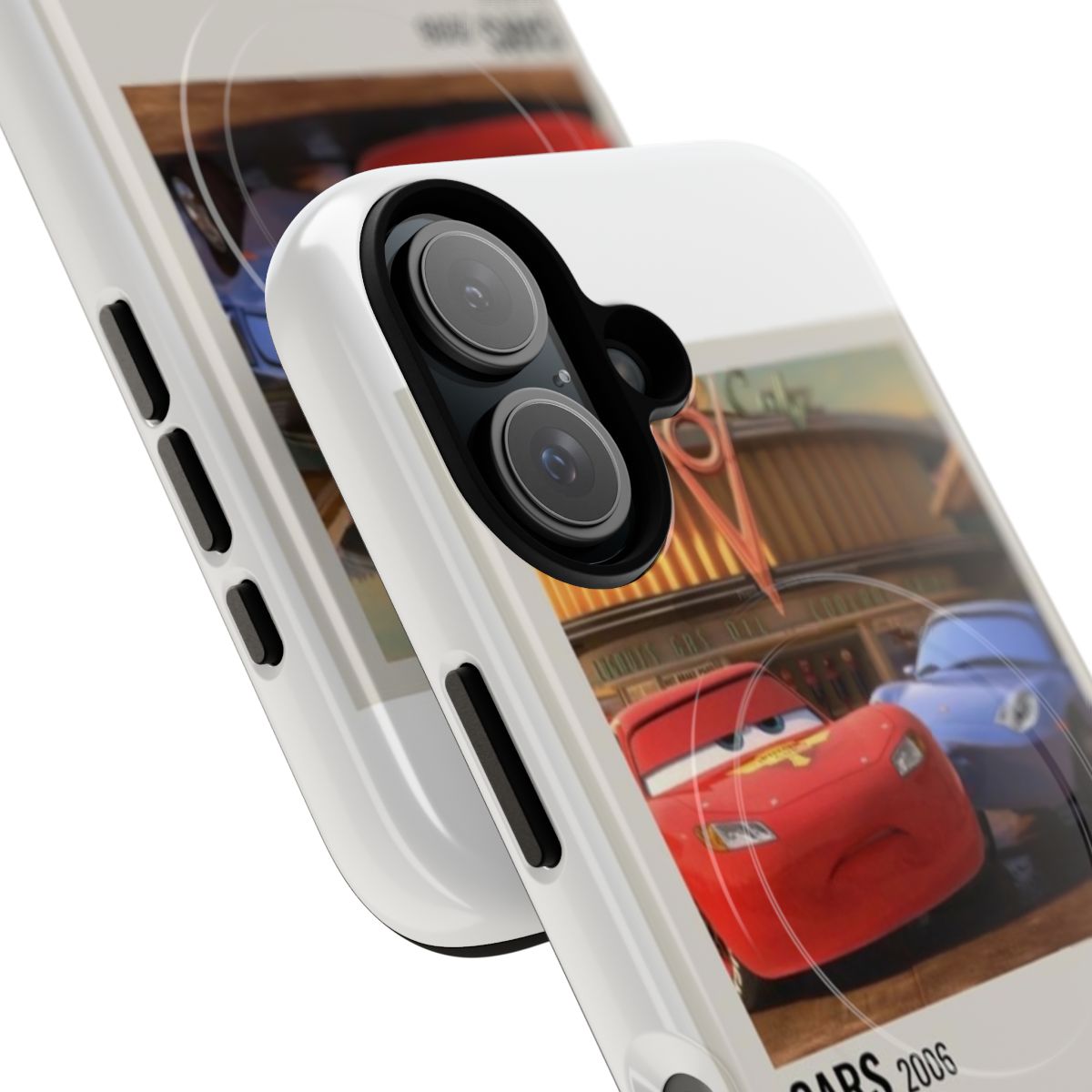 Magnetic tough phone case featuring Lightning McQueen and Sally from the Cars movies - Detail