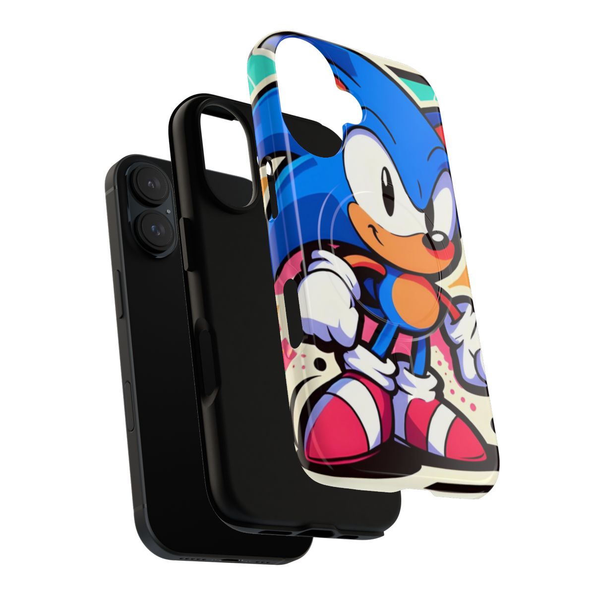 Magnetic tough phone case featuring Sonic the Hedgehog, the iconic video game character - Layers