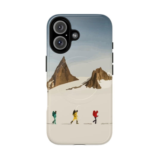 Rugged phone case with North Face-inspired design for outdoor adventures