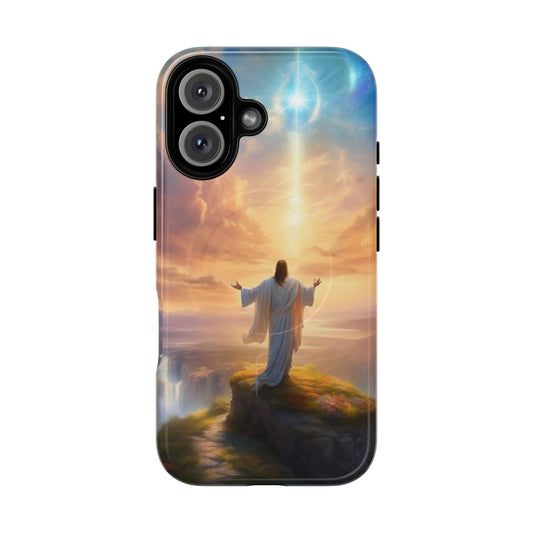 Vibrant phone case featuring original artwork of Jesus Christ in a stained glass style