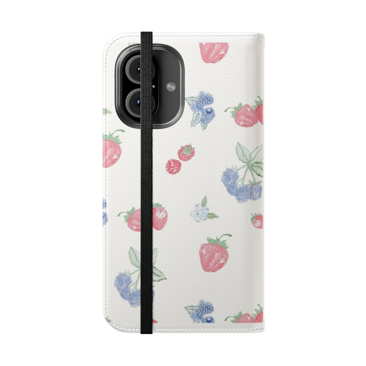 Vibrant berry print pattern on a flip phone case - Folded Front