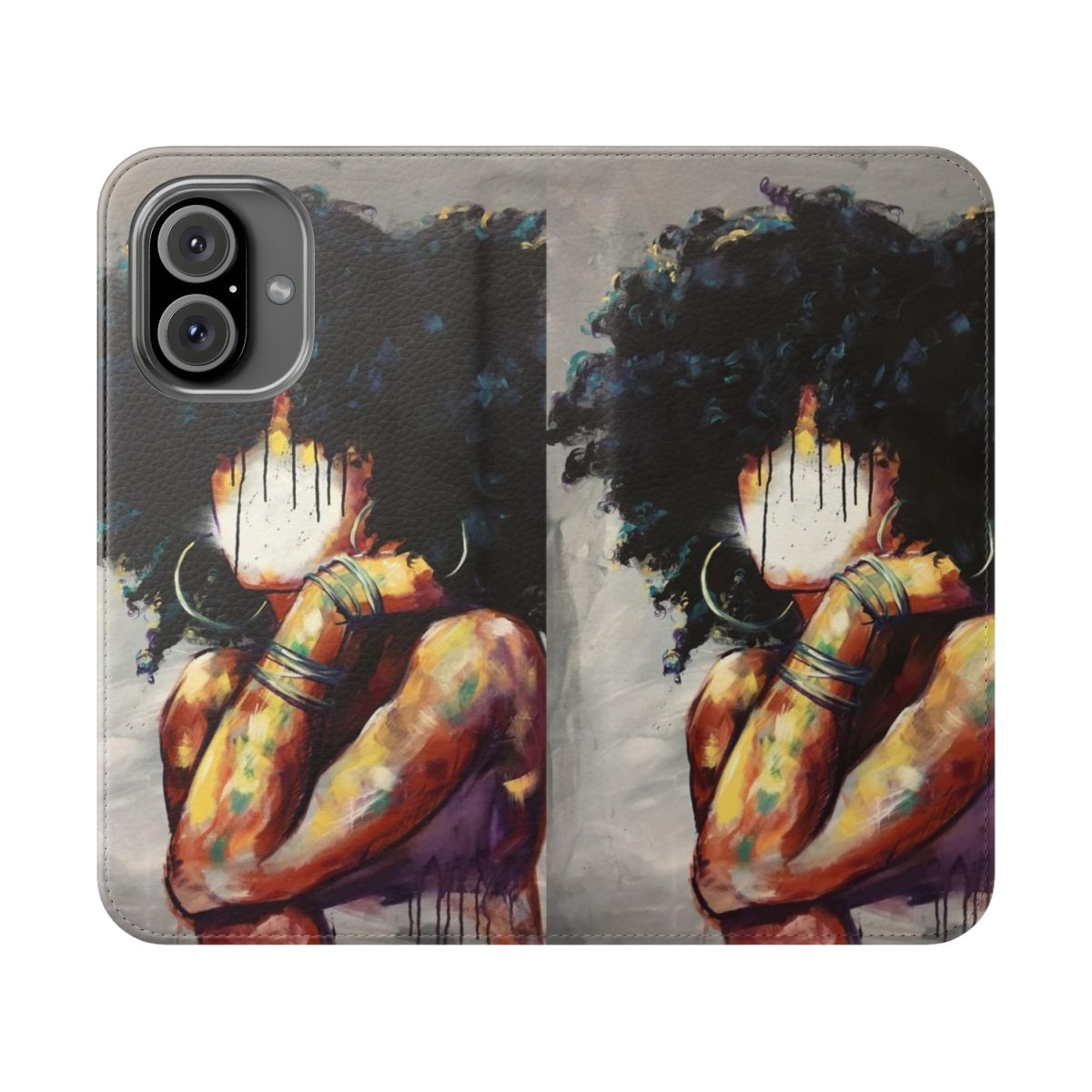 Naturally II Flip Cover Phone Case featuring a black artist's portrait design