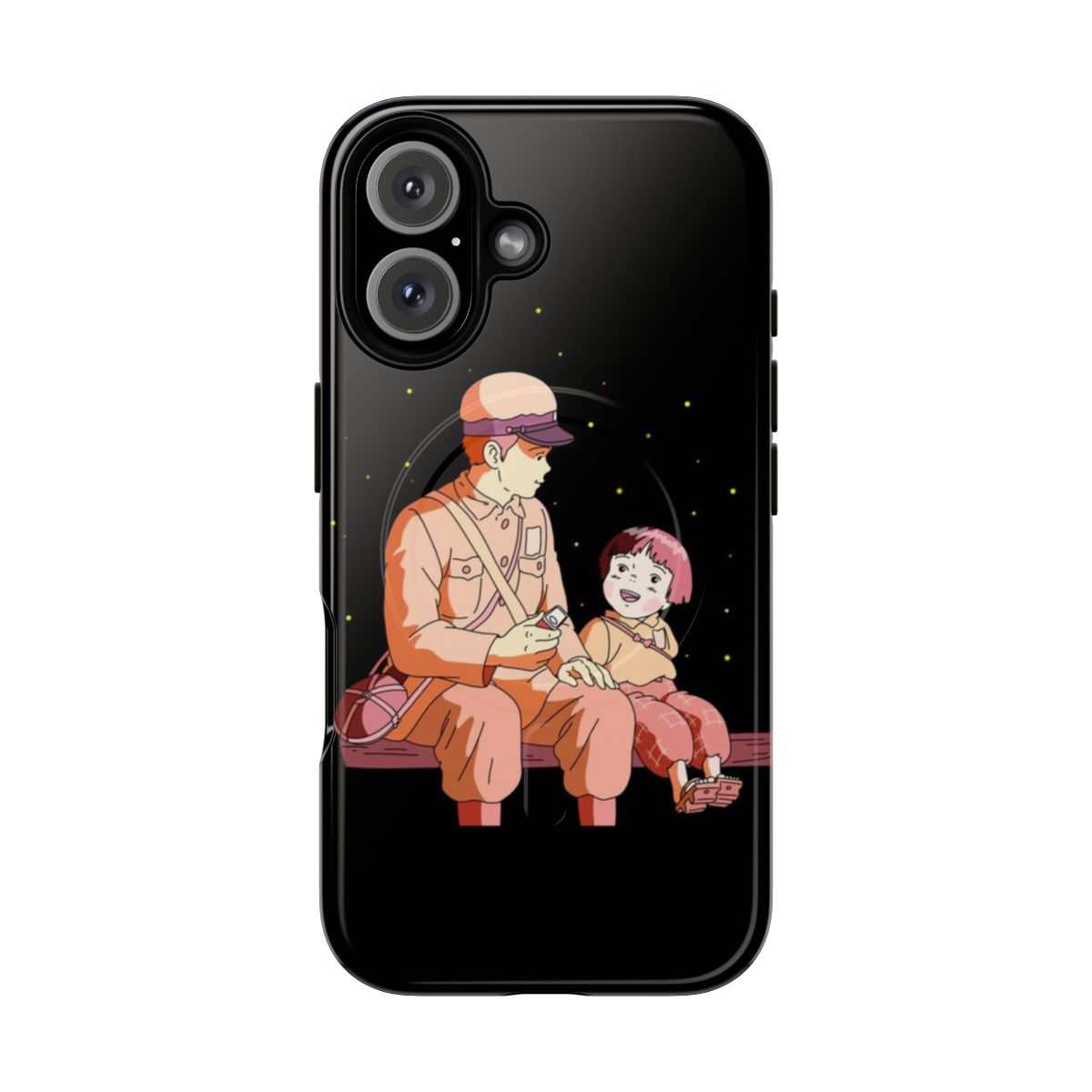 Magnetic phone case featuring characters Setsuko and Seita from the anime film Grave of the Fireflies