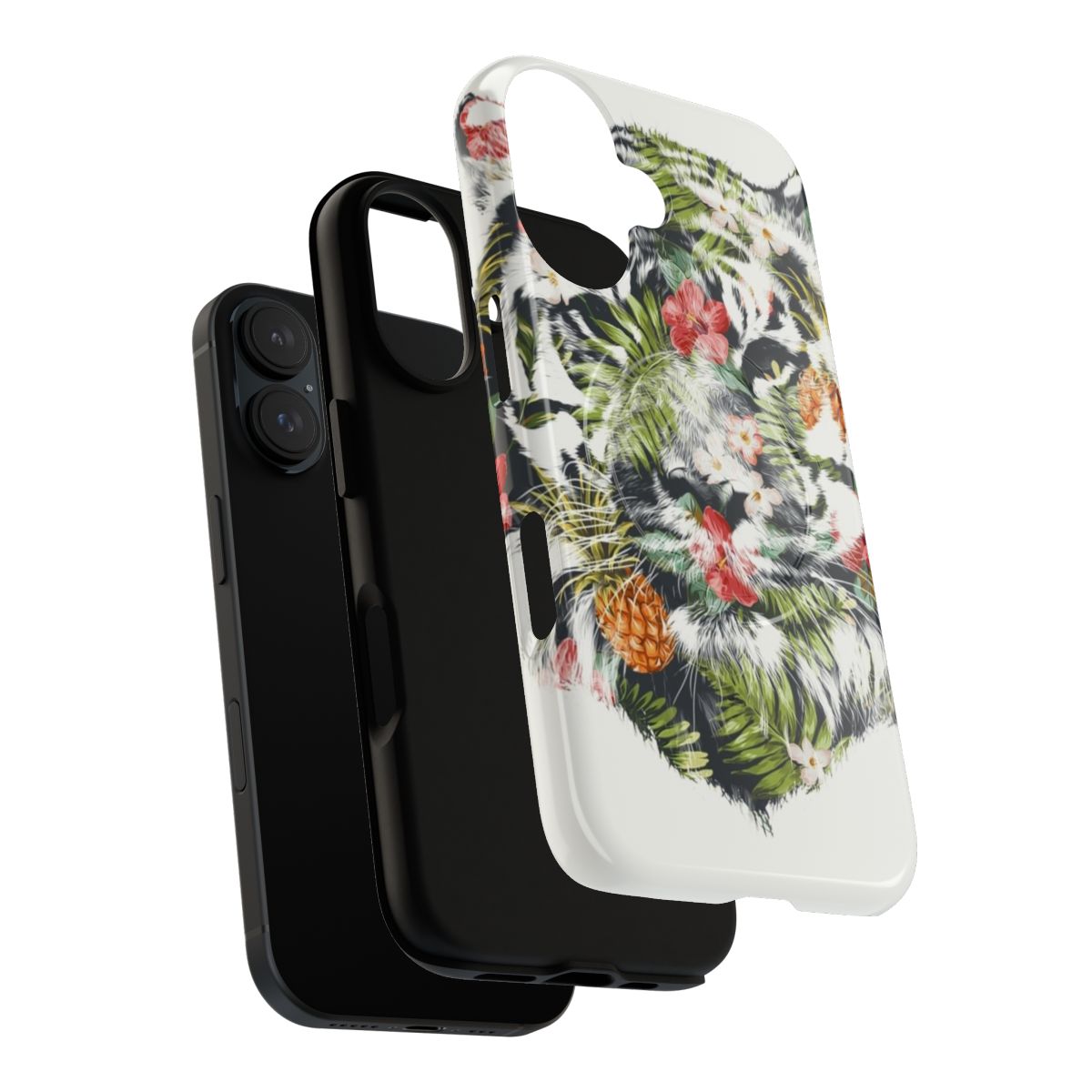 Tropical tiger design on a durable and stylish magnetic phone case - Layers