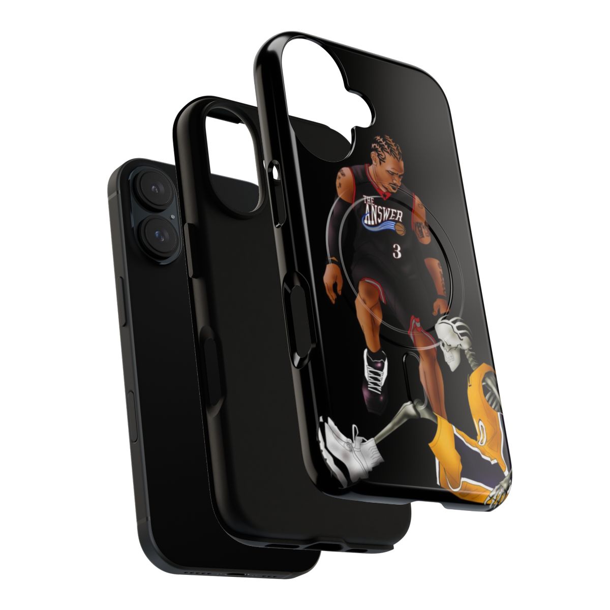 Cartoon basketball phone case featuring Allen Iverson's iconic crossover move - Layers