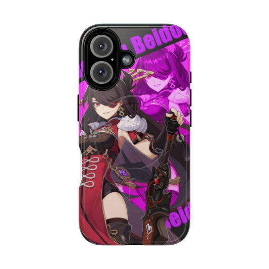 Beidou-inspired purple magnetic tough phone case for Genshin Impact fans