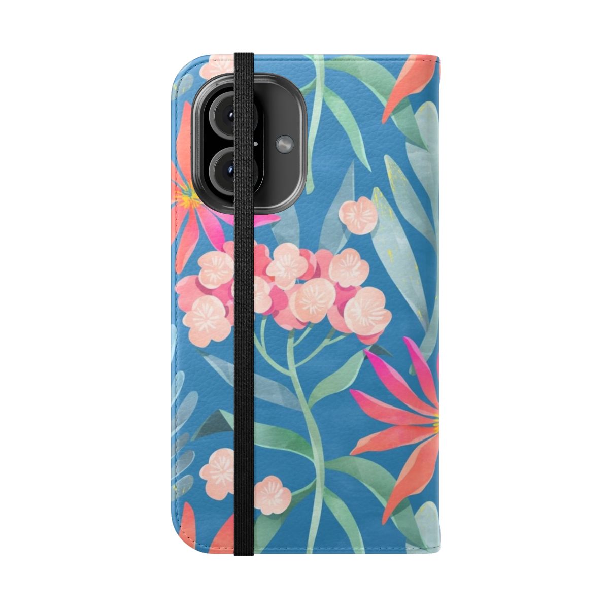 Elegant floral botanical hydrangea pattern on a phone case. - Folded Front