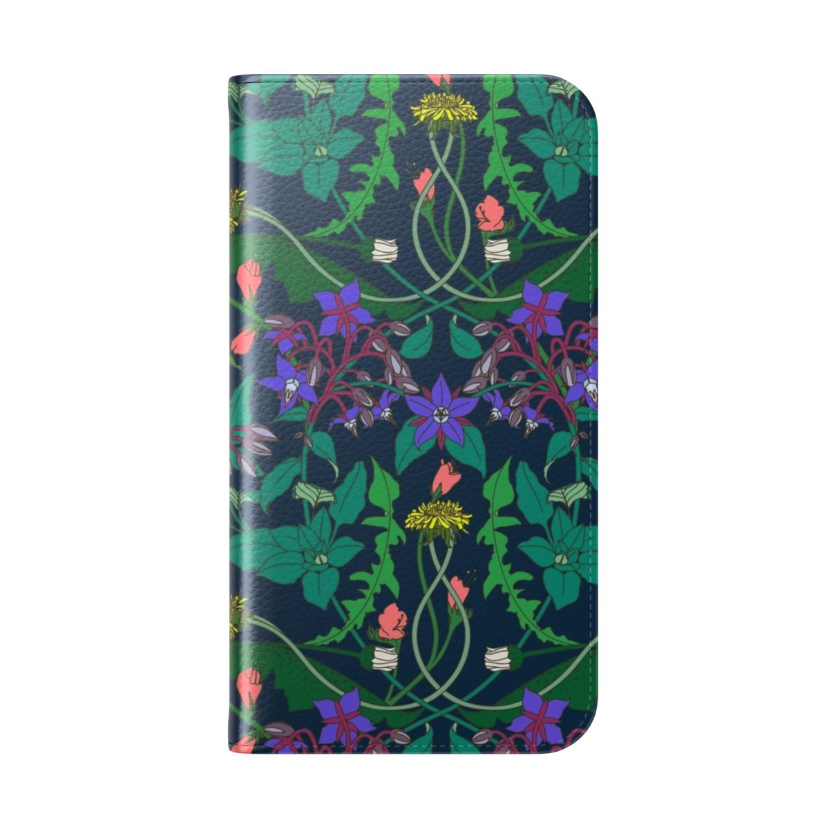 Vintage-inspired dandelion and floral pattern phone case cover - Folded Back