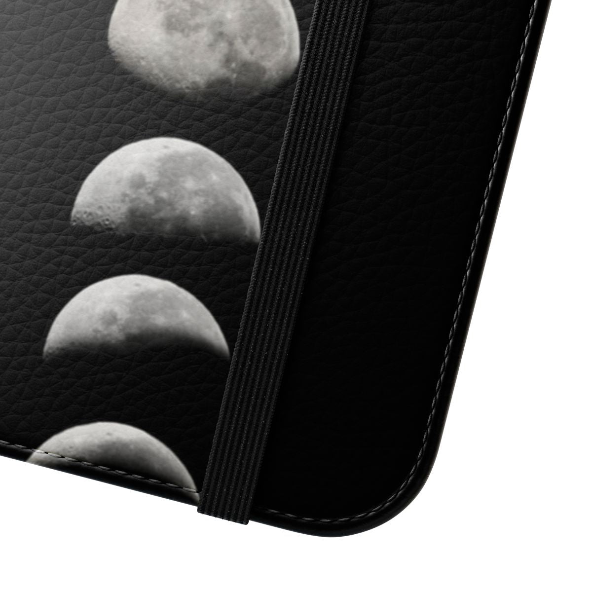 Vibrant moon phases design on a flip phone case cover - Close Up