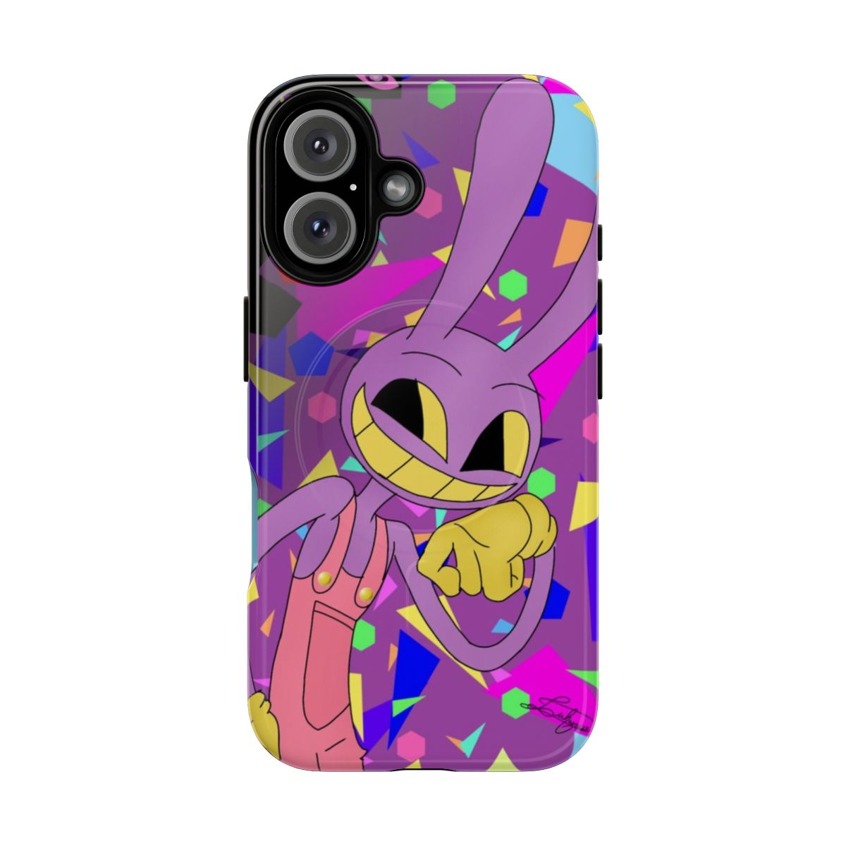 Jax the Amazing Digital Circus-inspired phone case with a vibrant, abstract design