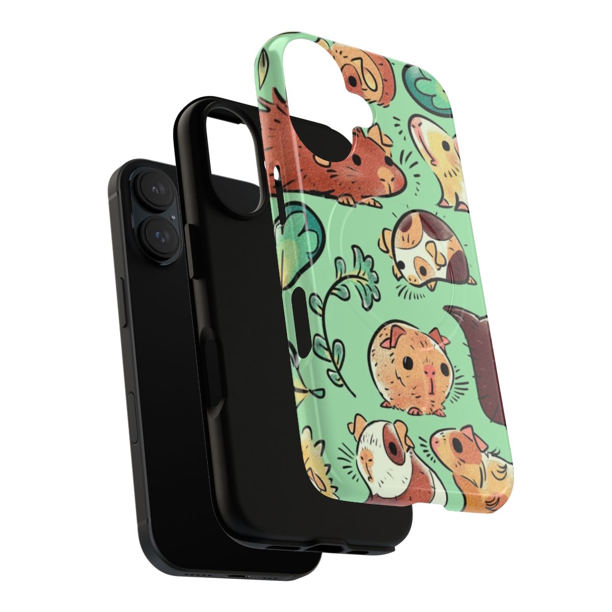 Colorful pattern featuring a group of adorable guinea pigs on a magnetic and tough phone case. - Layers