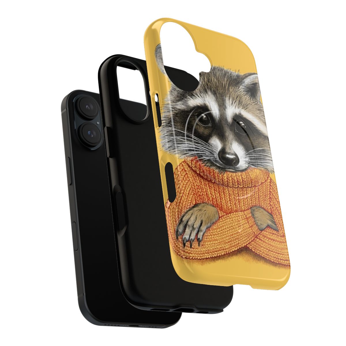 Raccoon wearing a warm, cozy winter sweater on a phone case - Layers