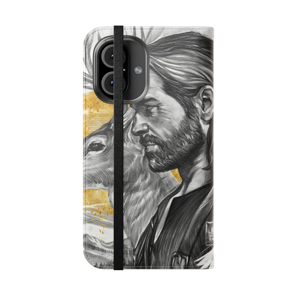 Flip cover phone case for Honor smartphones featuring Arthur Morgan from Red Dead Redemption 2 - Folded Front