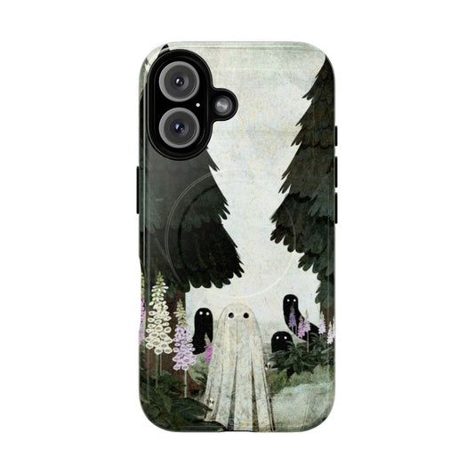 Foxglove Ghosts Magnetic Tough Phone Case with spooky, haunted forest design