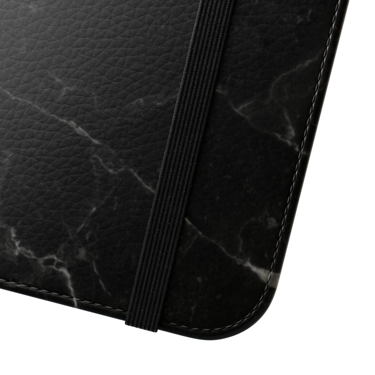 Marble Black Flip Cover Phone Case - Close Up