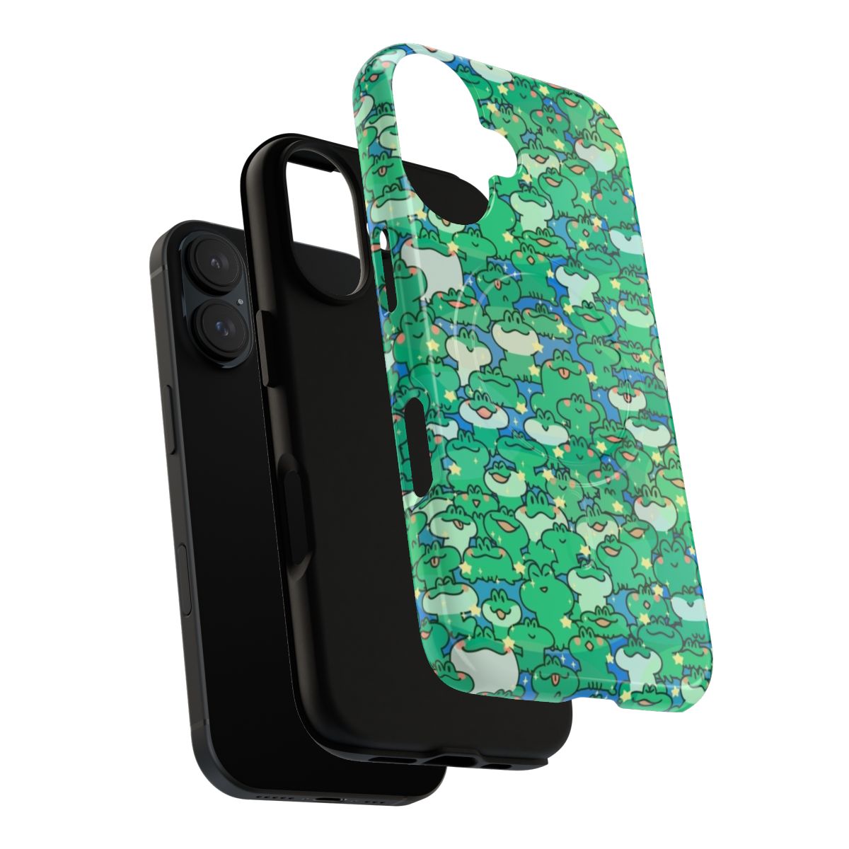 Colorful cartoon frog design on a durable magnetic phone case - Layers