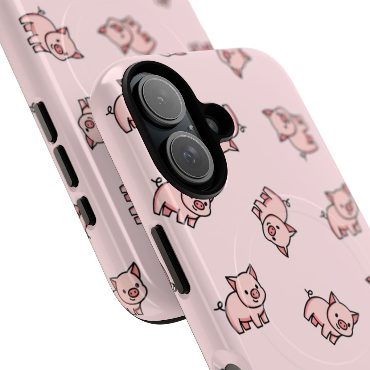 Pig-themed magnetic tough phone case with a cute, cartoon-style design - Detail