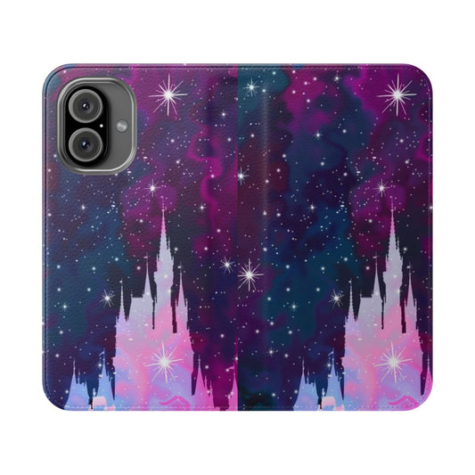 Magical fantasy space-themed phone case with a blue abstract pattern