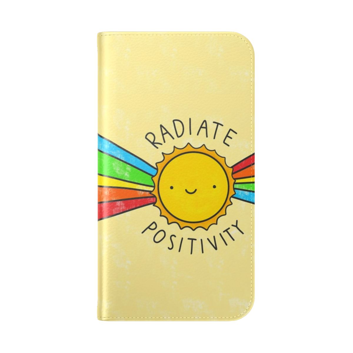 Colorful and cheerful phone case with a positive quote and rainbow design - Folded Back