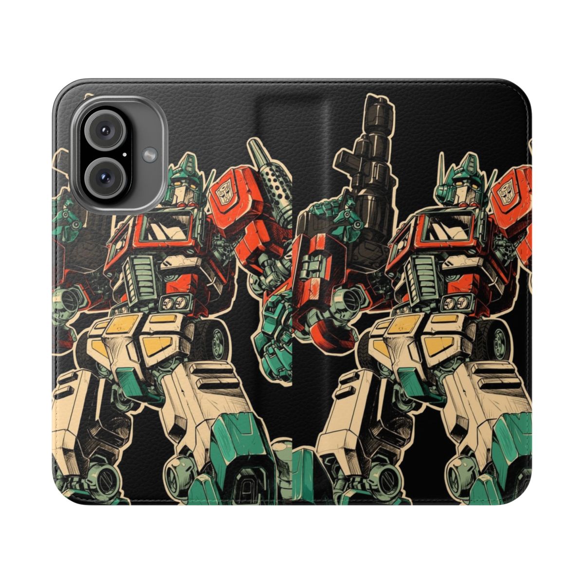 Retro-inspired phone case featuring Optimus Prime from the Transformers franchise