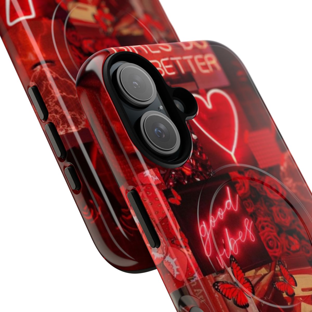 Magnetic phone case with red aesthetic design - Detail