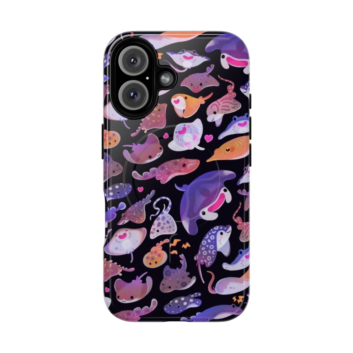 Magnetic phone case with a vibrant ray design for ocean and marine life enthusiasts