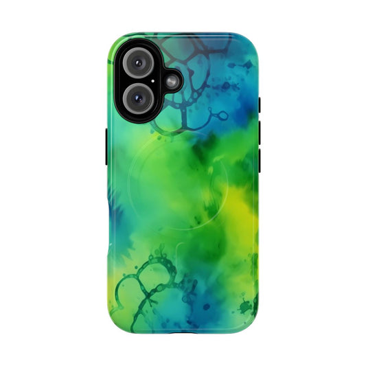 Colorful tie dye pattern on a protective and magnetic phone case