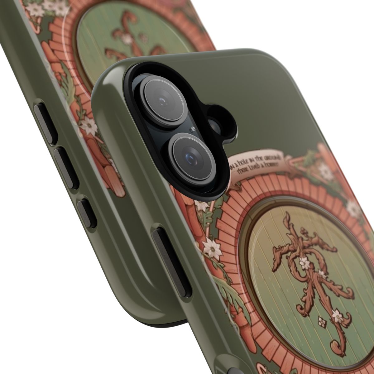 Magnetic phone case featuring a hole in the ground design inspired by the Lord of the Rings and Hobbit stories - Detail