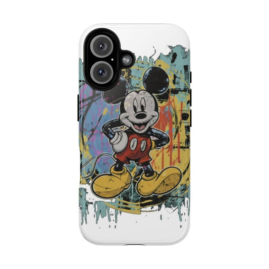 Vibrant Mickey Mouse inspired graffiti art phone case